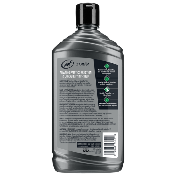Protect car paint with Turtle Wax Hybrid Solutions polish and wax. This car care product removes scratches and repels water for a showroom shine.